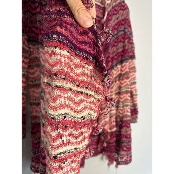 Anthropologie Moth Kasimira Open Knit Cardigan Pom Poms Pink Spring Lightweight - Picture 5 of 9